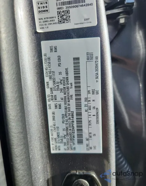 2023 Ford F150 Supercrew z USA, uszkodzony, nr VIN 1FTFW1ED6PFB14862